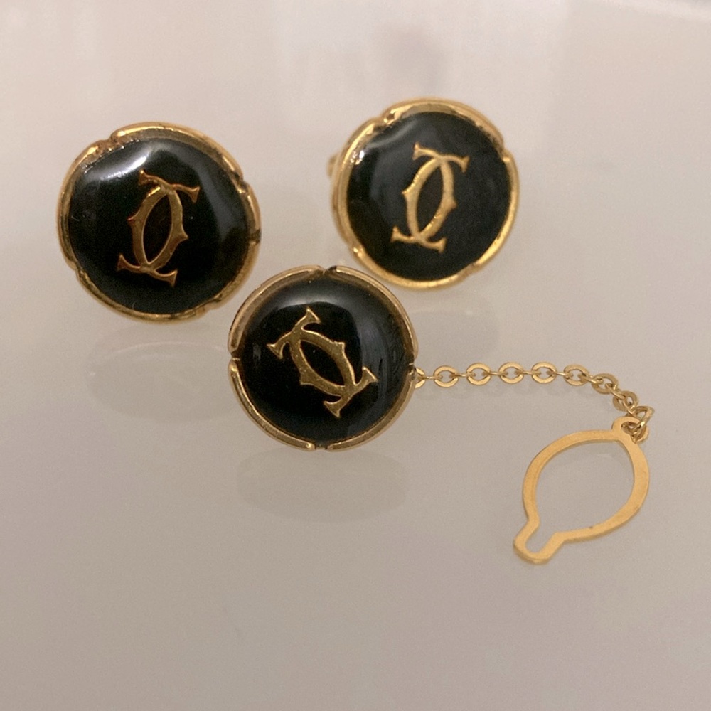 💚 Rare Cartier Cuff Links + Tie Chain Set